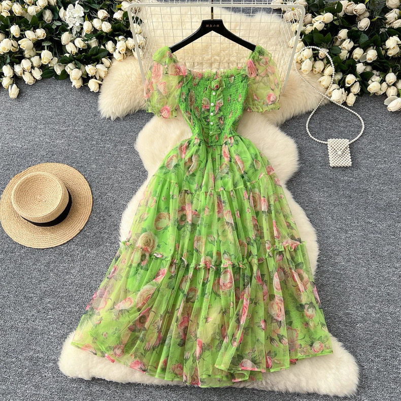 French-style off-shoulder floral dress for Women - Image 8