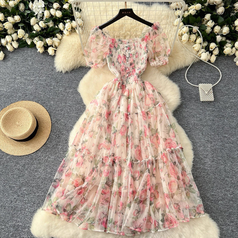 French-style off-shoulder floral dress for Women - Image 6